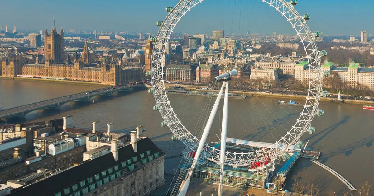 London Eye og Themsen sett ovenfra