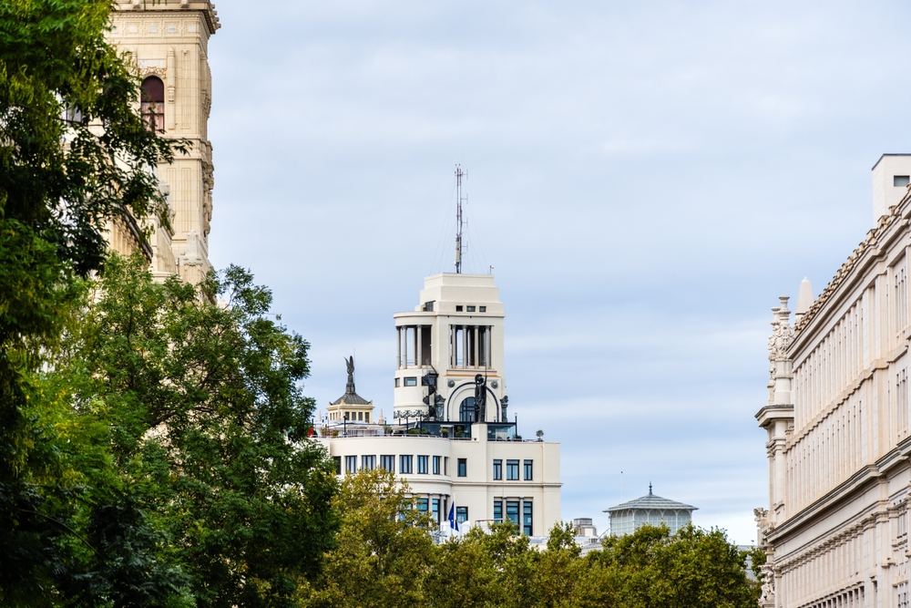 Bygningen Círculo de Bellas Artes i sentrum av Madrid, der takterrassen ligger