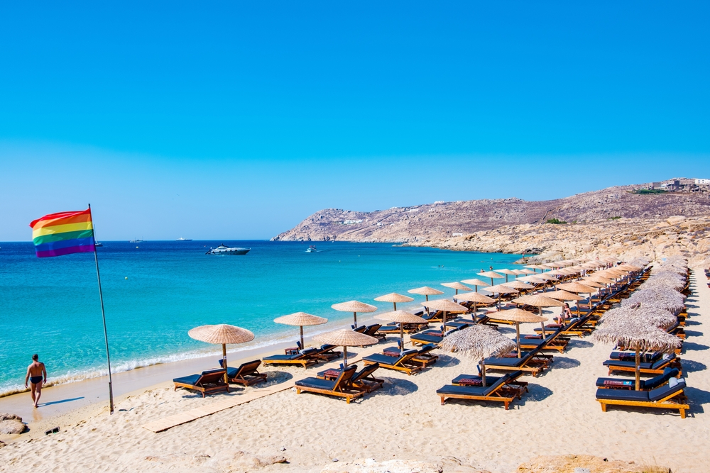 Bukten ved Elia Beach på Mykonos