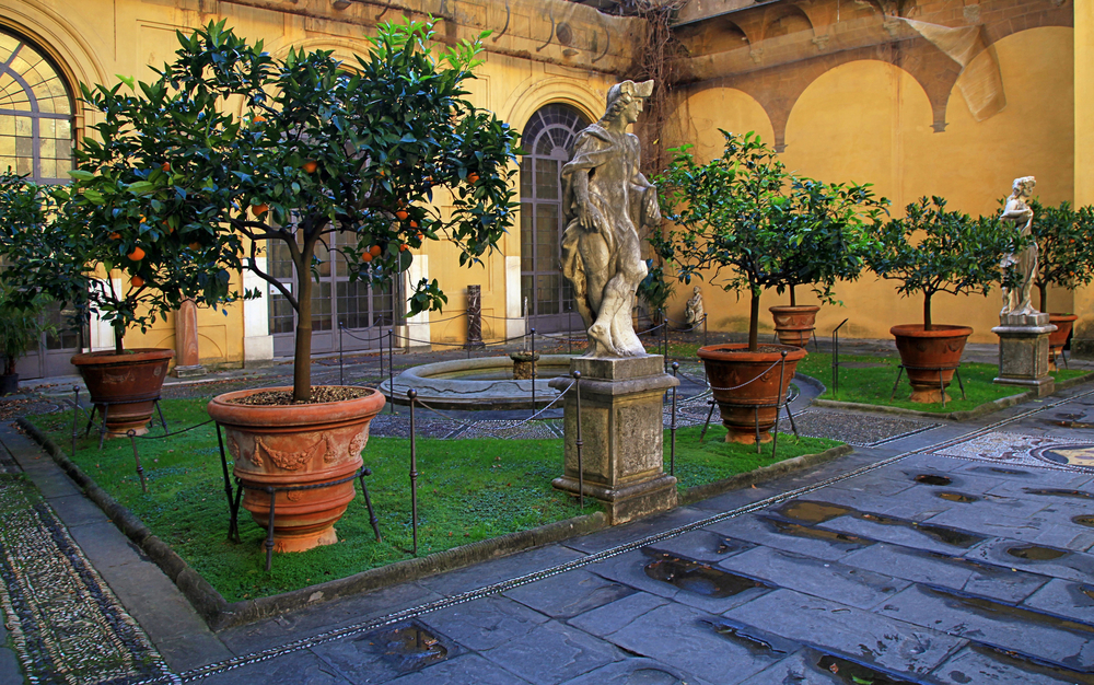 Severdigheter i Firenze: 20 ting å se og gjøre 16 Gårdsplassen i Palazzo Medici Riccardi i Firenze