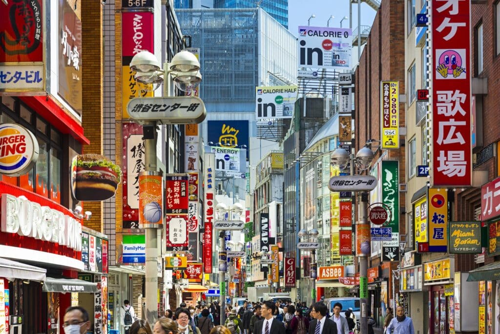 Gater i Shibuya i Tokyo