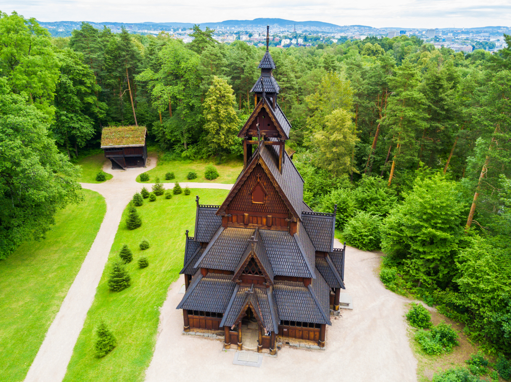 Gol stavkirke på Norsk Folkemuseum på Bygdøy i Oslo