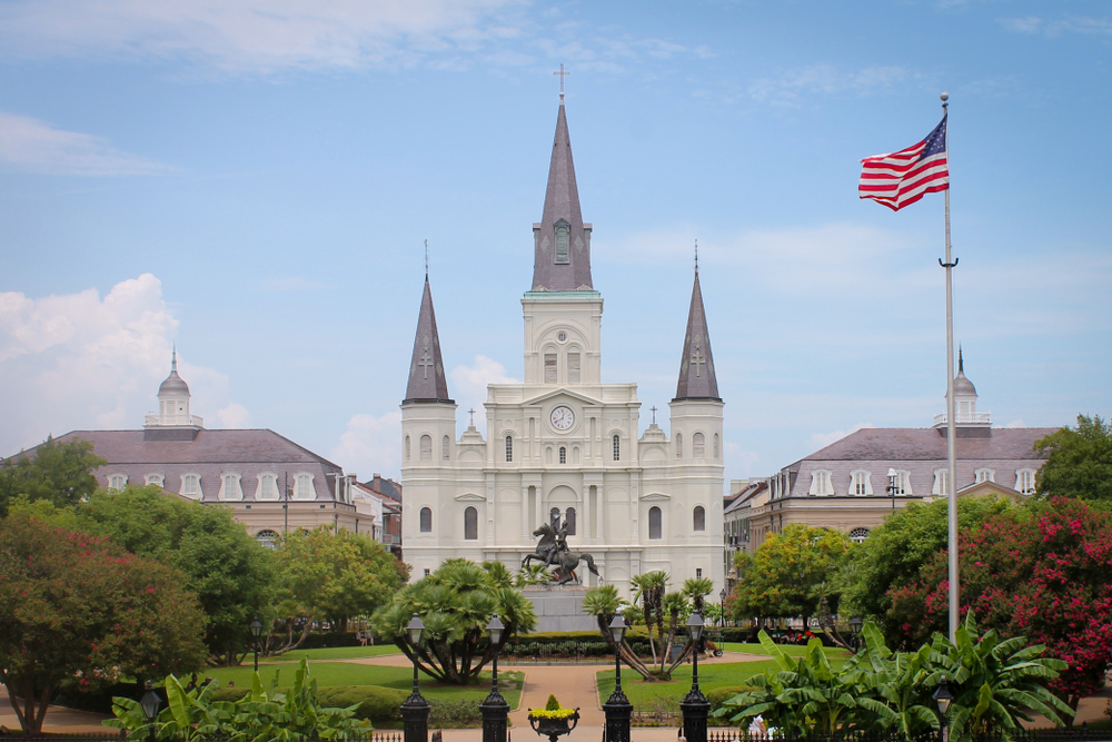 St. Louis Cathedral og Jackson Square i French Quarter i New Orleans