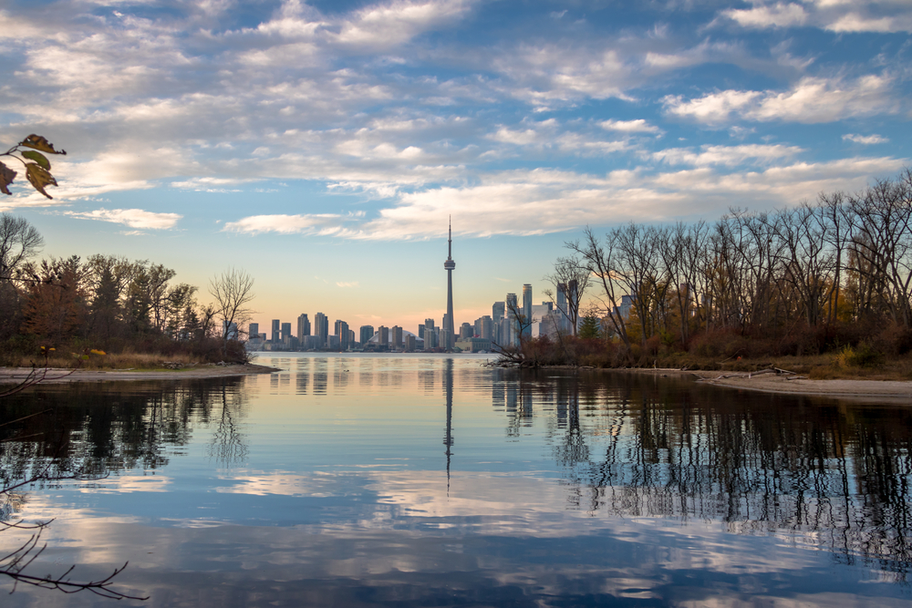 Torontos silhuett sett fra Toronto Islands