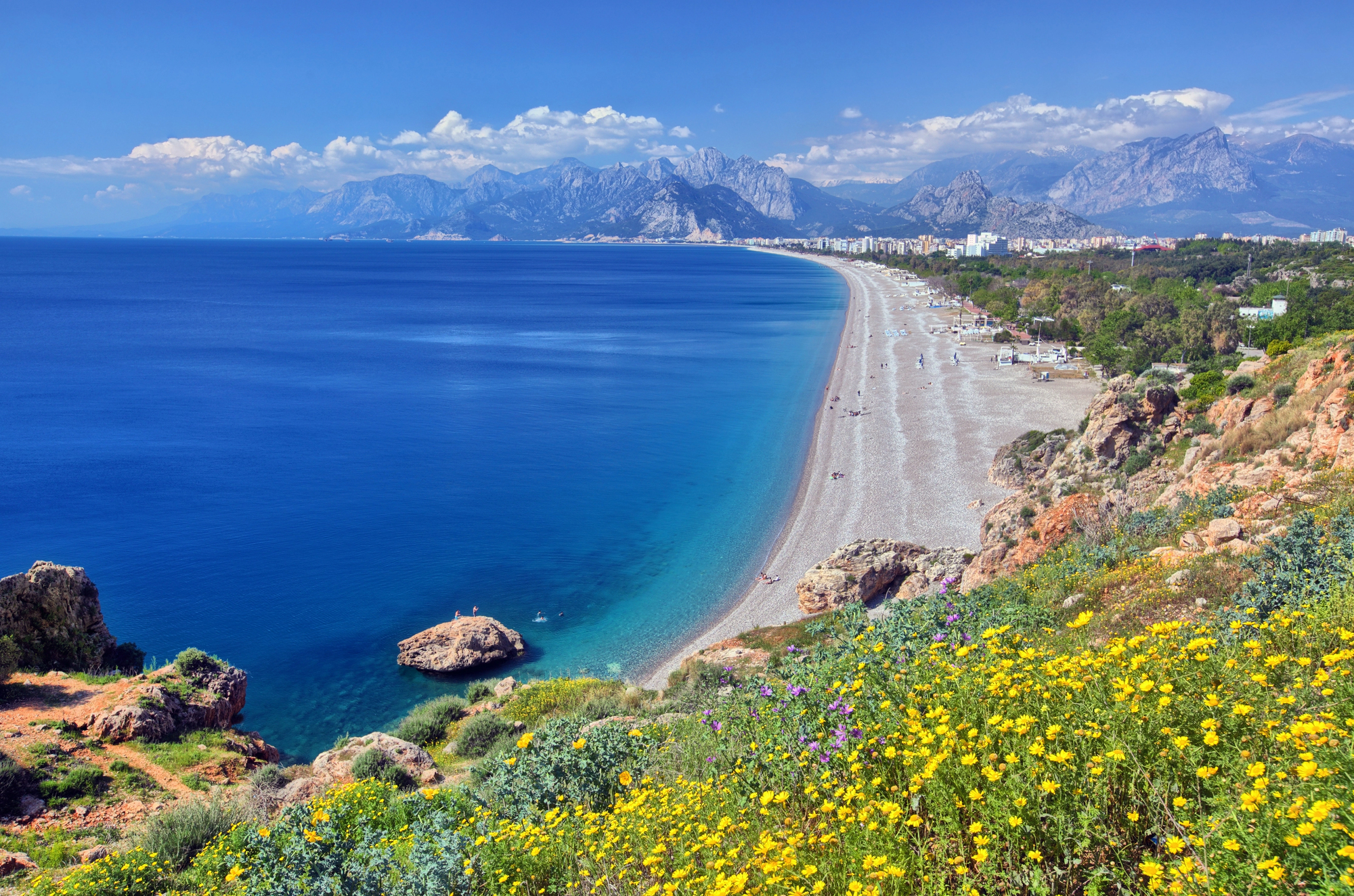 Hvor bør man bo i Antalya? De 6 beste områdene & gode hoteller 3 Konyaaltı-stranden i Antalya ved Middelhavet