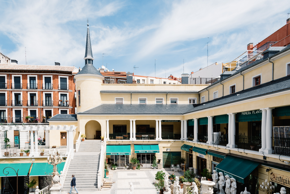 Søndagsmarkedet El Rastro i gatene rundt Ribera de Curtidores i Madrid