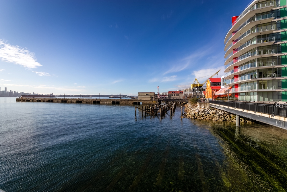 The Shipyards og piren i Lower Lonsdale i North Vancouver