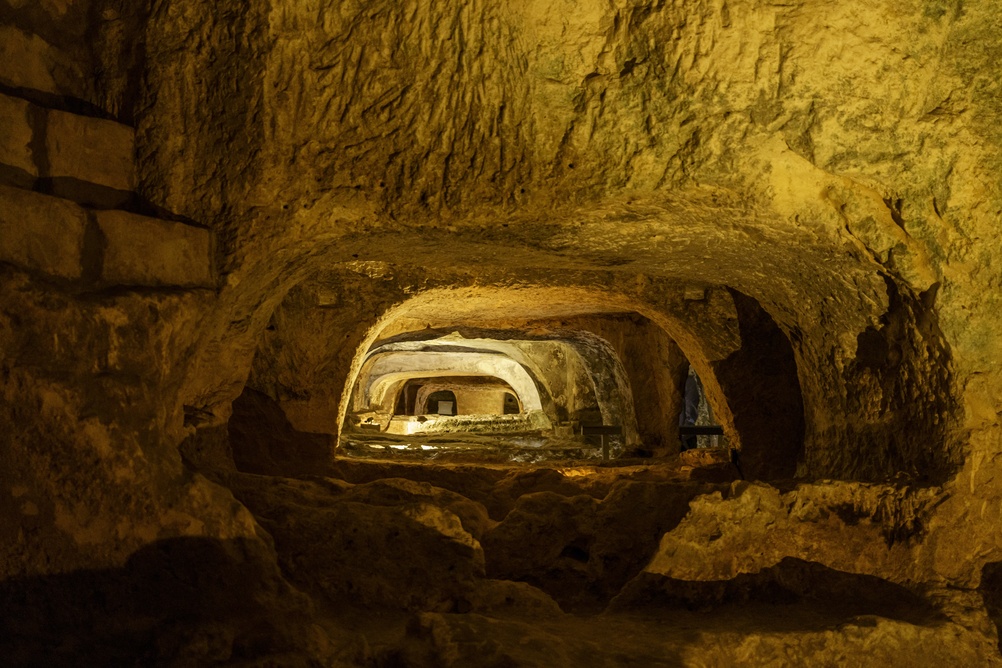 Underjordiske graver i St. Paul's Catacombs i Rabat på Malta