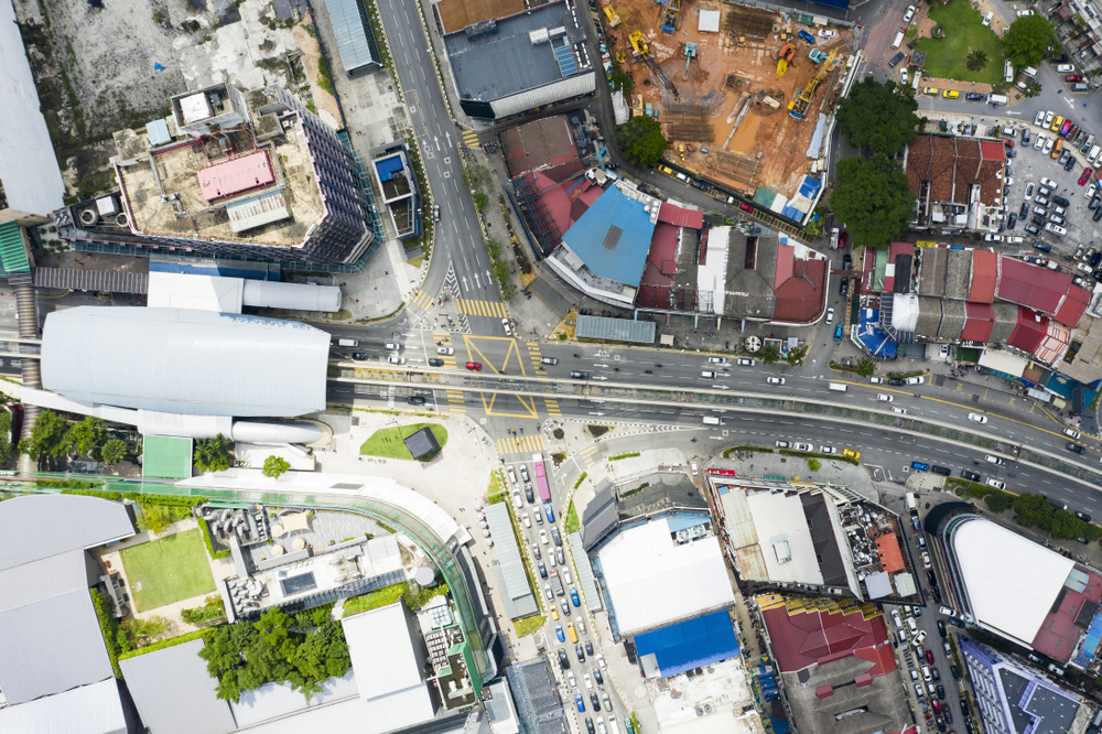 Veikryss i Bukit Bintang i Kuala Lumpur sett ovenfra