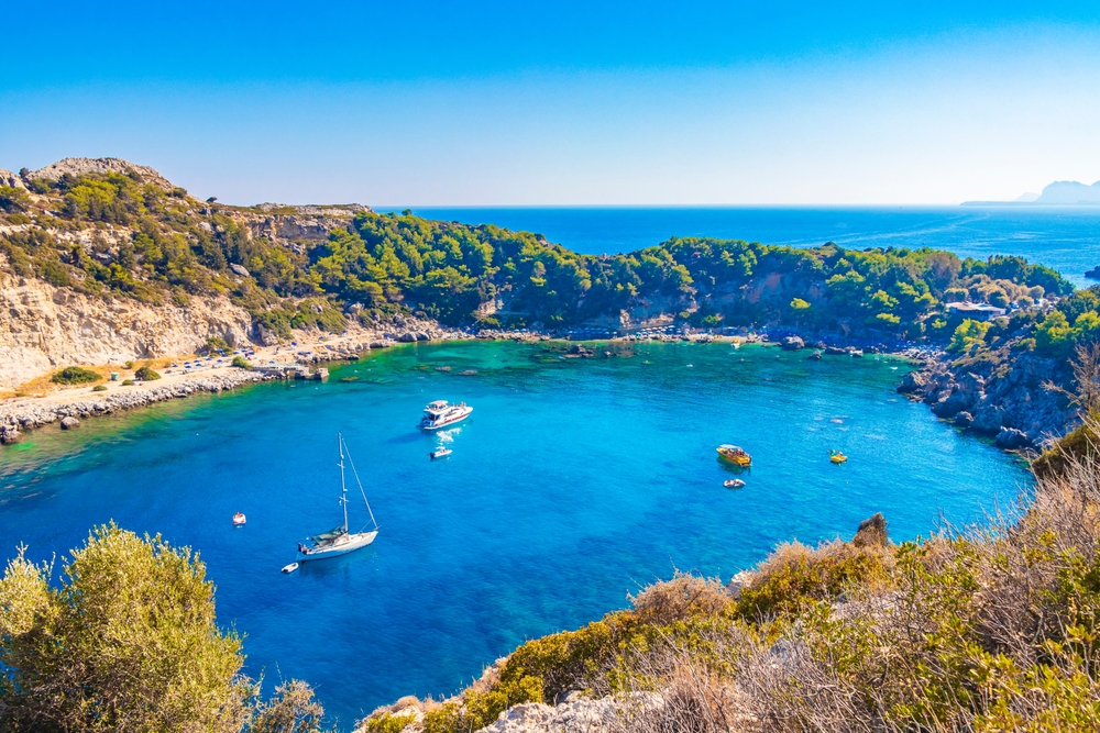 Turkist vann i Anthony Quinn Bay ved Faliraki på Rhodos