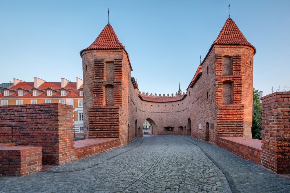 Barbakanen i Warszawa mellom Old Town og Nowe Miasto