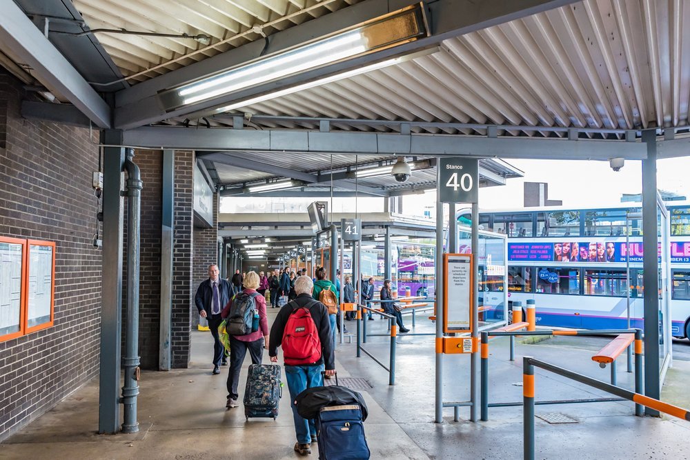 Buchanan Bus Station i Glasgow, endeholdeplassen for flybussen 500