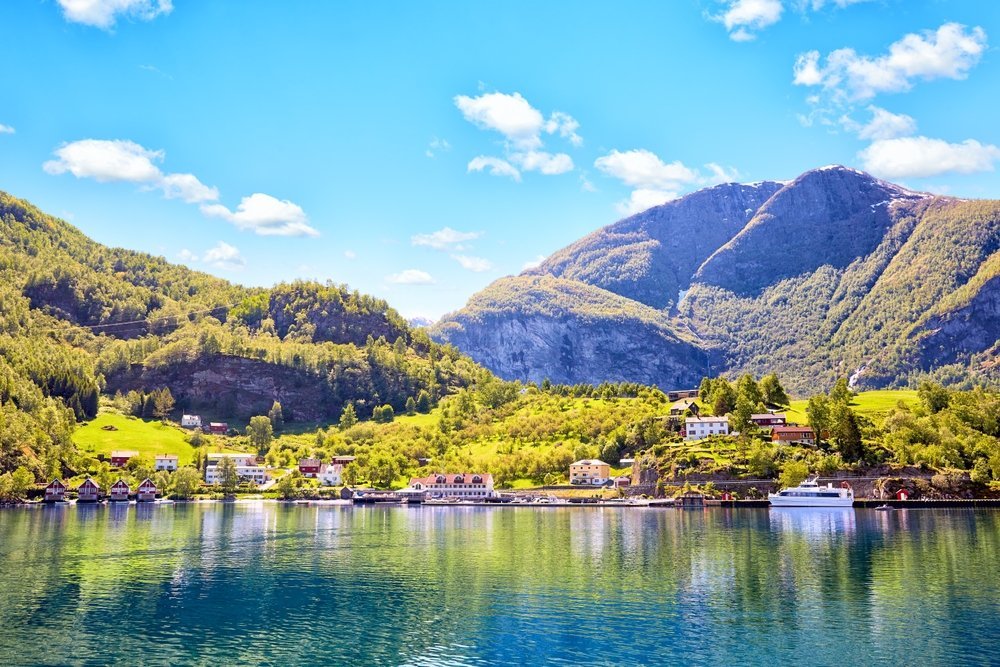 Hvor bør man bo i Norge? De 8 beste områdene & gode hoteller 4 Flåm innerst i Aurlandsfjorden mellom bratte fjell