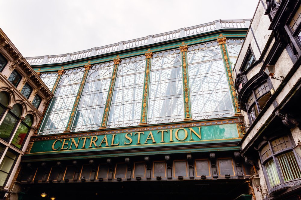 Glasgow Central Station, der toget fra Paisley Gilmour Street kommer inn