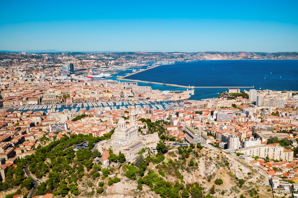 Panoramautsikt over Marseille fra lufta