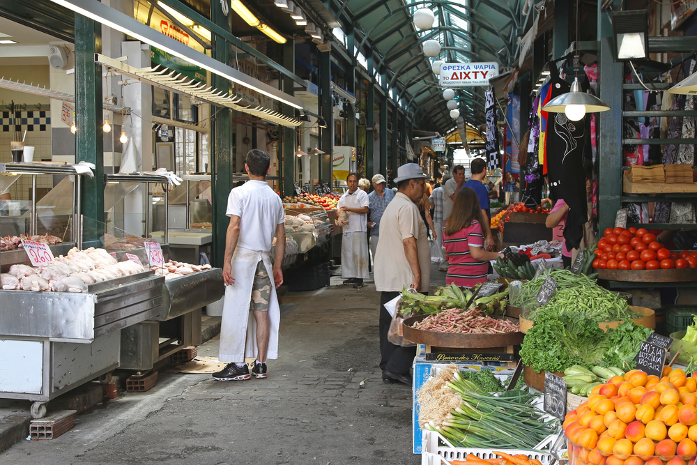 Modiano-markedet i Thessaloniki, den overbygde markedshallen ved Kapani-markedet