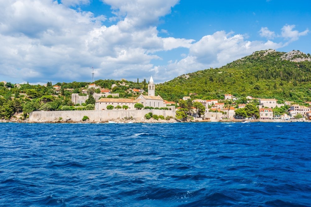 Øya Lopud i Elafiti-øyene utenfor Dubrovnik