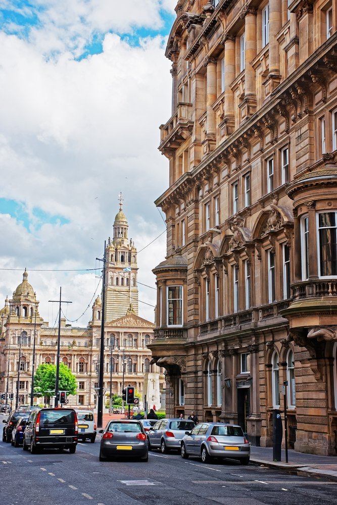 Rådhuset Glasgow City Chambers ved George Square i Glasgow sentrum