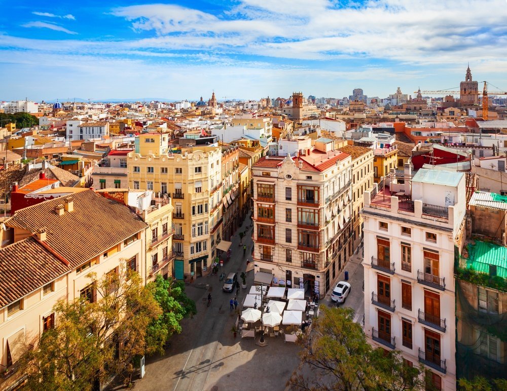 Luftfoto i panorama over Valencia by