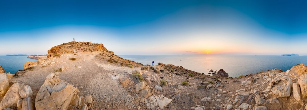 solnedgang ved Akrotiri fyr